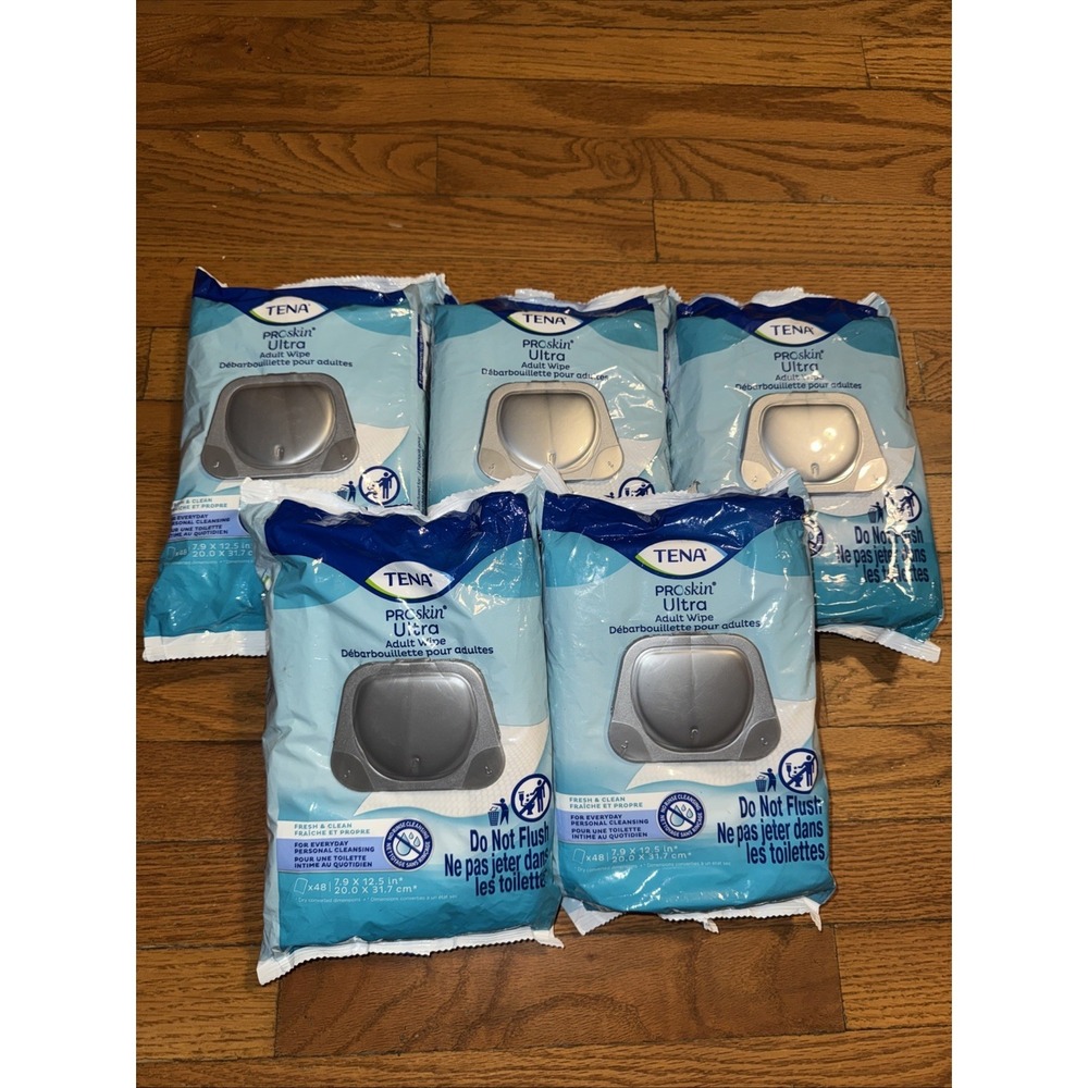 Tena Proskin Ultra Adult Wipes, 48 Count - Pack‎ of 5